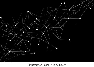 Network abstract connection isolated on black background. Network technology background with dots and lines for backdrop and ai design.Modern abstract concept.Vector illustration of network technology