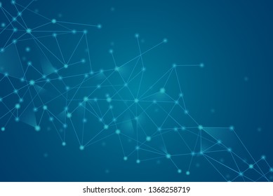 Network abstract connection isolated on blue background. Network technology background with dots and lines for backdrop and ai design.Modern abstract concept. Vector illustration of network technology