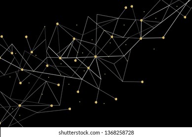 Conexión abstracta de red aislada en fondo negro. Fondo de tecnología de red con puntos y líneas para el diseño de fondo y ai.Concepto abstracto moderno.Ilustración vectorial de la tecnología de red