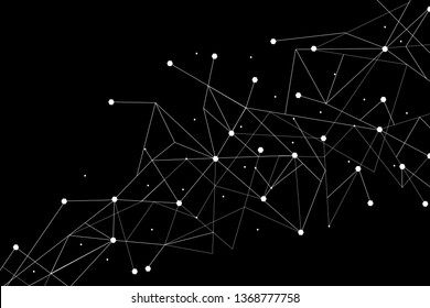 Network abstract connection isolated on black background. Network technology background with dots and lines for backdrop and ai design.Modern abstract concept.Vector illustration of network technology