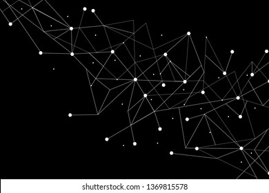 Network abstract connection isolated on black background. Network technology background with dots and lines for backdrop and ai design.Modern abstract concept.Vector illustration of network technology