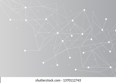 Network abstract connection isolated on gray background. Network technology background with dots and lines for backdrop and ai design. Modern abstract concept.Vector illustration of network technology