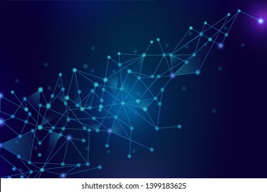 Network abstract connection isolated on blue background. Network technology background with dots and lines for backdrop and ai design.Modern abstract concept. Vector illustration of network technology