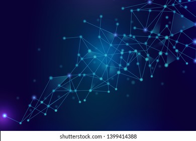Network abstract connection isolated on blue background. Network technology background with dots and lines for backdrop and ai design.Modern abstract concept. Vector illustration of network technology