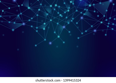 Network abstract connection isolated on blue background. Network technology background with dots and lines for backdrop and ai design.Modern abstract concept. Vector illustration of network technology