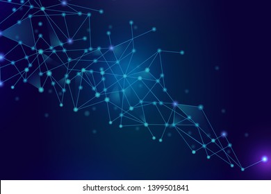 Network abstract connection isolated on blue background. Network technology background with dots and lines for backdrop and ai design.Modern abstract concept. Vector illustration of network technology