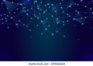 Network abstract connection isolated on blue background. Network technology background with dots and lines for backdrop and ai design.Modern abstract concept. Vector illustration of network technology