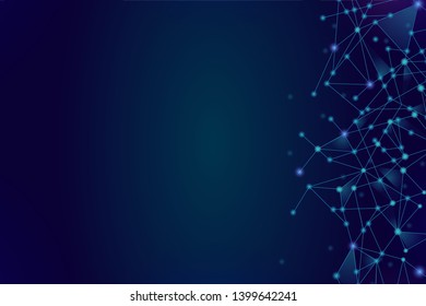 Network abstract connection isolated on blue background. Network technology background with dots and lines for backdrop and ai design.Modern abstract concept. Vector illustration of network technology