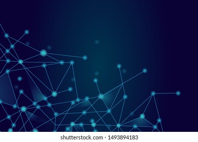 Conexión abstracta de red aislada en fondo azul. Fondo tecnológico de red con puntos y líneas para el fondo y diseño de ai.Concepto abstracto moderno. Ilustración vectorial de la tecnología de red