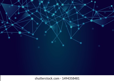 Network abstract connection isolated on blue background. Network technology background with dots and lines for backdrop and ai design.Modern abstract concept. Vector illustration of network technology