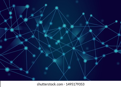 Network abstract connection isolated on blue background. Network technology background with dots and lines for backdrop and ai design.Modern abstract concept. Vector illustration of network technology