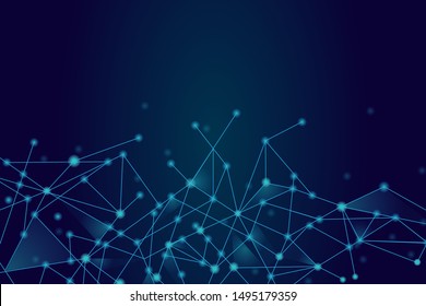 Network Abstract Connection Isolated On Blue Background. Network Technology Background With Dots And Lines For Backdrop And Ai Design.Modern Abstract Concept. Vector Illustration Of Network Technology