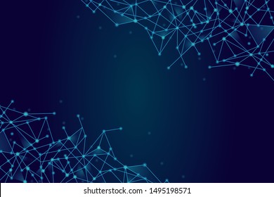 Network abstract connection isolated on blue background. Network technology background with dots and lines for backdrop and ai design.Modern abstract concept. Vector illustration of network technology