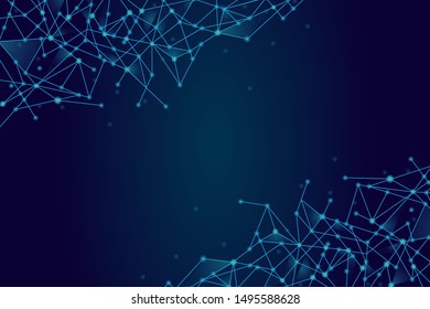 Network abstract connection isolated on blue background. Network technology background with dots and lines for backdrop and ai design.Modern abstract concept. Vector illustration of network technology