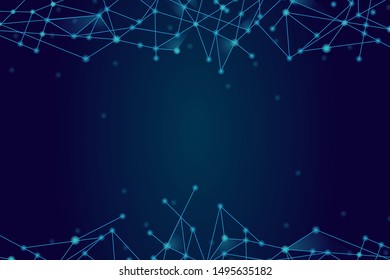 Network abstract connection isolated on blue background. Network technology background with dots and lines for backdrop and ai design.Modern abstract concept. Vector illustration of network technology