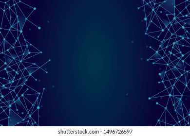 Network abstract connection isolated on blue background. Network technology background with dots and lines for backdrop and ai design.Modern abstract concept. Vector illustration of network technology