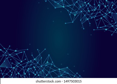 Network abstract connection isolated on blue background. Network technology background with dots and lines for backdrop and ai design.Modern abstract concept. Vector illustration of network technology