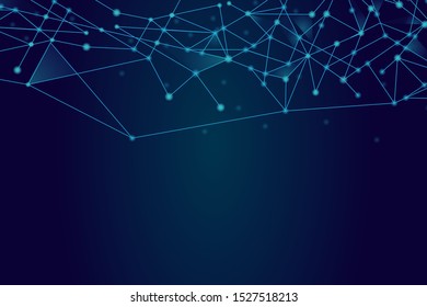 Network abstract connection isolated on blue background. Digital technology background with dots and lines for mesh and ai design. Abstract concept. Digital vector illustration of network technology