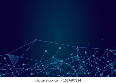 Network abstract connection isolated on blue background. Digital technology background with dots and lines for mesh and ai design. Abstract concept. Digital vector illustration of network technology