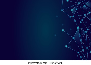 Network abstract connection isolated on blue background. Digital technology background with dots and lines for mesh and ai design. Abstract concept. Digital vector illustration of network technology