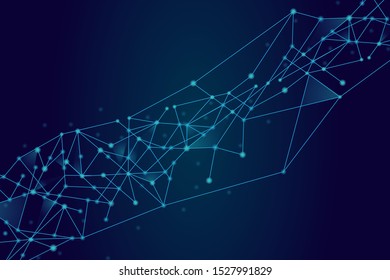 Network abstract connection isolated on blue background. Digital technology background with dots and lines for mesh and ai design. Abstract concept. Digital vector illustration of network technology