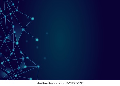 Network abstract connection isolated on blue background. Digital technology background with dots and lines for mesh and ai design. Abstract concept. Digital vector illustration of network technology