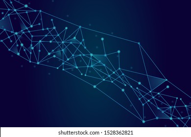 Network abstract connection isolated on blue background. Digital technology background with dots and lines for mesh and ai design. Abstract concept. Digital vector illustration of network technology