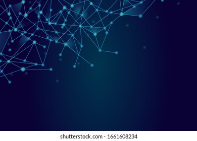 Network abstract connection isolated on blue background. Network technology background with dots and lines for backdrop and ai design.Modern abstract concept. Vector illustration of network technology