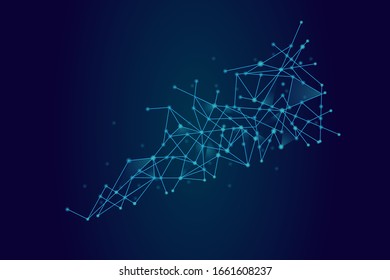 Network abstract connection isolated on blue background. Network technology background with dots and lines for backdrop and ai design.Modern abstract concept. Vector illustration of network technology