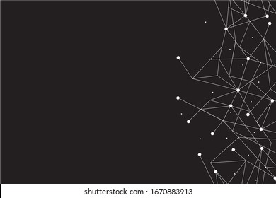 Network abstract connection isolated on black background.Network technology background with dots and lines for backdrop and ai design. Modern abstract concept.Vector illustration of network technology