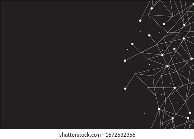 Network abstract connection isolated on black background.Network technology background with dots and lines for backdrop and ai design. Modern abstract concept.Vector illustration of network technology