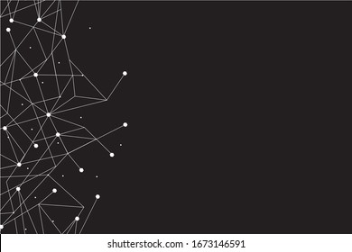 Network abstract connection isolated on black background.Network technology background with dots and lines for backdrop and ai design. Modern abstract concept.Vector illustration of network technology
