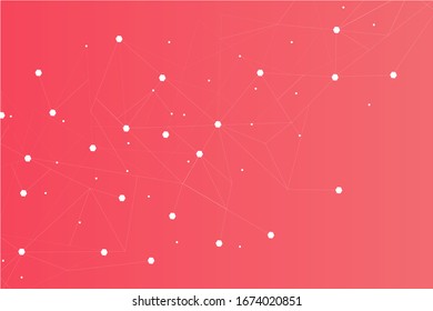 Network abstract connection isolated on red background.Network technology background with dots and lines for backdrop and ai design. Modern abstract concept.Vector illustration of network technology