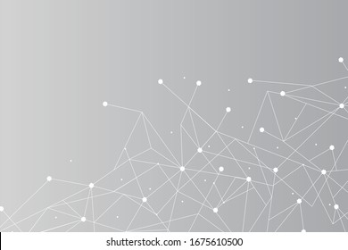 Network abstract connection isolated on gray background. Network technology background with dots and lines for backdrop and ai design. Modern abstract concept.Vector illustration of network technology