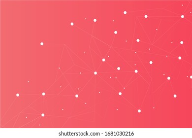 Network abstract connection isolated on red background.Network technology background with dots and lines for backdrop and ai design. Modern abstract concept.Vector illustration of network technology