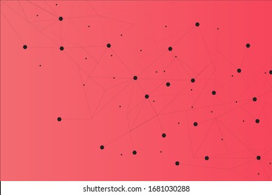 Abstrakte Netzwerkverbindung einzeln auf rotem Hintergrund.Netzwerktechnologie-Hintergrund mit Punkten und Linien für Hintergrund und ai-Design. Modernes abstraktes Konzept.Vektorillustration Illustration der Netzwerktechnologie