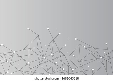 Network abstract connection isolated on gray background. Network technology background with dots and lines for backdrop and ai design. Modern abstract concept.Vector illustration of network technology