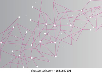 Network abstract connection isolated on gray background. Network technology background with dots and lines for backdrop and ai design. Modern abstract concept.Vector illustration of network technology