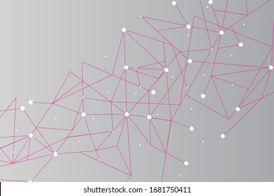 Network abstract connection isolated on gray background. Network technology background with dots and lines for backdrop and ai design. Modern abstract concept.Vector illustration of network technology