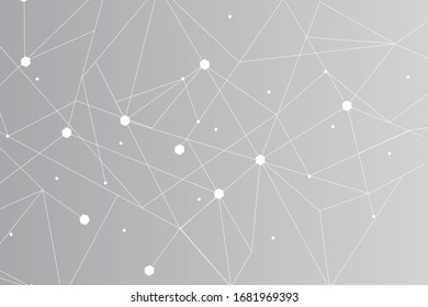 Network abstract connection isolated on gray background. Network technology background with dots and lines for backdrop and ai design. Modern abstract concept.Vector illustration of network technology