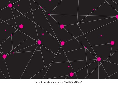 Network abstract connection isolated on black background.Network technology background with dots and lines for backdrop and ai design. Modern abstract concept.Vector illustration of network technology