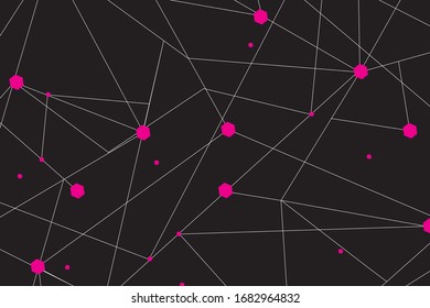 Network abstract connection isolated on black background.Network technology background with dots and lines for backdrop and ai design. Modern abstract concept.Vector illustration of network technology