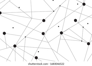 Abstrakte Netzwerkverbindung einzeln auf weißem Hintergrund.Netzwerktechnologie-Hintergrund mit Punkten und Linien für Hintergrund und ai-Design. Modernes abstraktes Konzept.Vektorillustration Illustration der Netzwerktechnologie