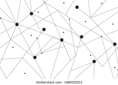 Network abstract connection isolated on white background.Network technology background with dots and lines for backdrop and ai design. Modern abstract concept.Vector illustration of network technology