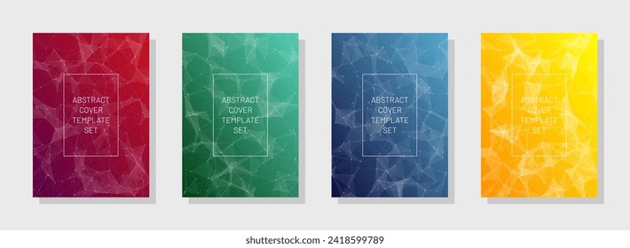 Juego de tapas de resumen de red. Patrón de degradado de tecnología. El trasfondo de la ciencia. Textura de ingeniería. Vector
