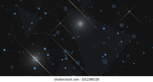 Network abstract design with connecting dot and line. Vector dark space background.