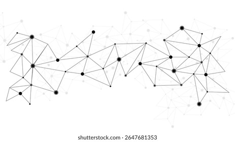 network abstract polygon path connection with dots with grey background lines template 