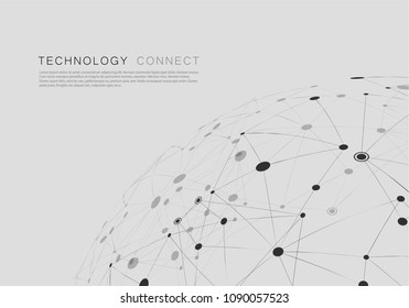 Network abstract vector background with connected shapes.