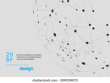 Network abstract vector background with connected shapes.