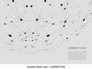 Network abstract vector background with connected shapes.